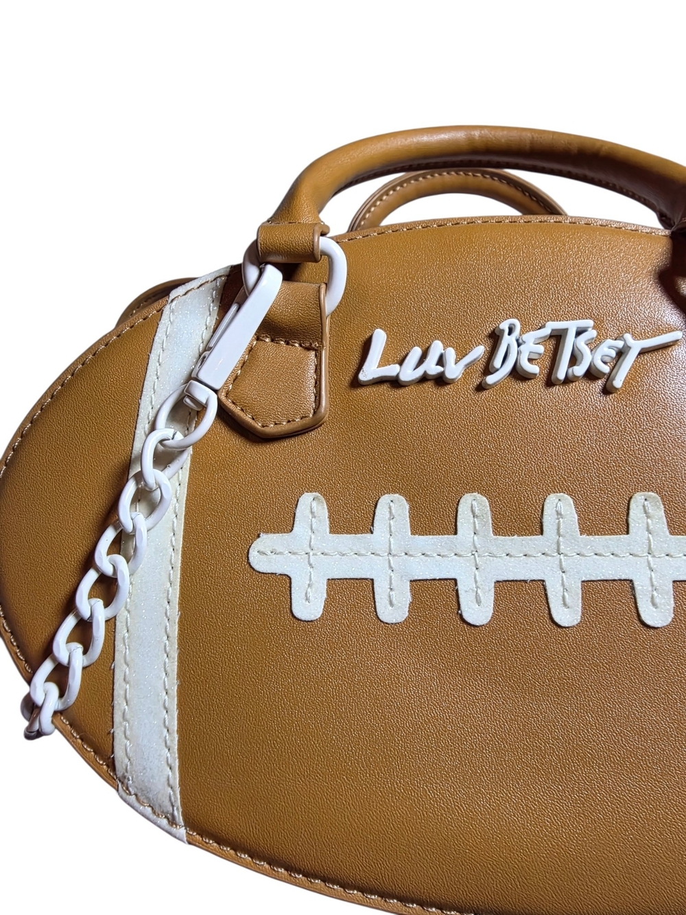Luv Betsey by Betsey Johnson Tan Football Novelty Crossbody Bag Satchel - Picture 12 of 16